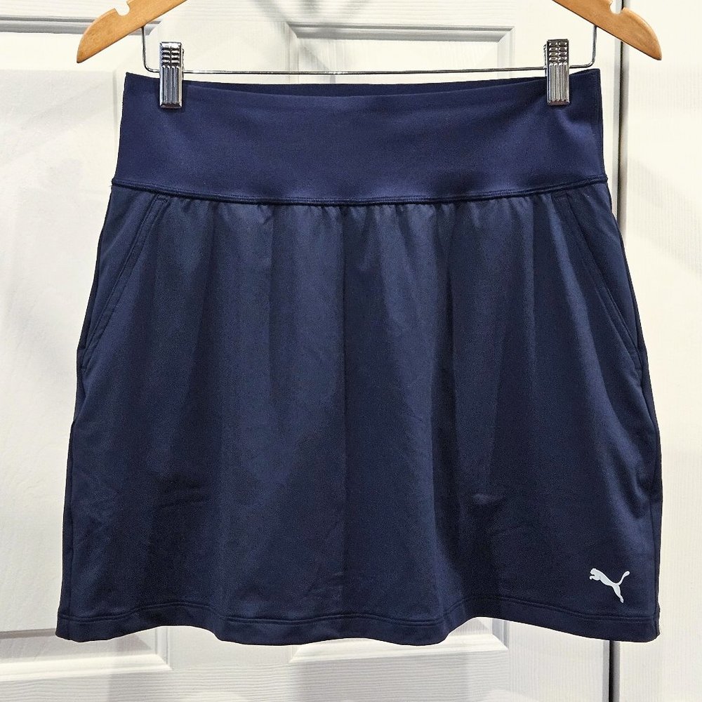 New Puma PwrShape Solid Woven Navy Pull-On Skort Size Medium 16" Length